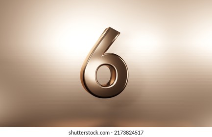 3d Render Of Shiny Brown Gold Number 6