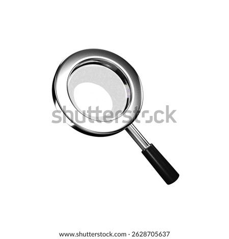 3D Render of a Shiny Chrome Magnifying Glass