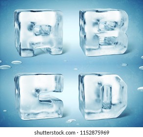 
3d Render Of Shiny Frozen Ice Cube Letters.