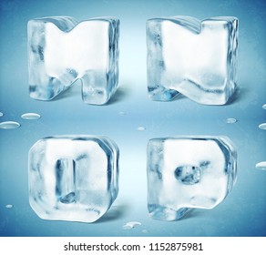 
3d Render Of Shiny Frozen Ice Cube Letters.