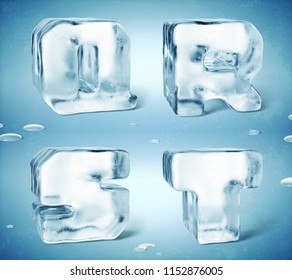 
3d Render Of Shiny Frozen Ice Cube Letters.