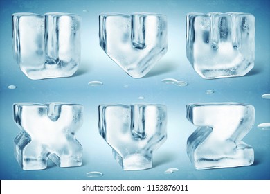 
3d Render Of Shiny Frozen Ice Cube Letters.