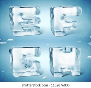 
3d Render Of Shiny Frozen Ice Cube Letters.