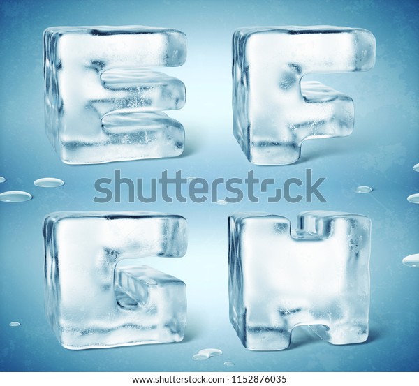 輝く氷の立方体の文字の3dレンダリング のイラスト素材
