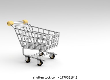3D Render Shopping Cart Icon illustration Design.