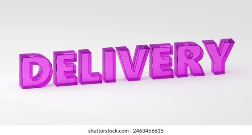 3d render sign delivery made by purple glass and light background. Simple minimalism concept. Simple minimalism concept, 3d illustration