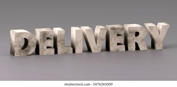 3d render sign delivery made by concrete and light background. Simple minimalism concept. Simple minimalism concept, 3d illustration