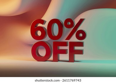 A 3D render of a sign with the text 60% Discount