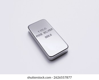 3d render silver bar isolated on white