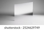 3d render. Silver mirrors, flat polished steel panels, chrome plated with contrasting shadow and caustic. Simple square shapes over white background