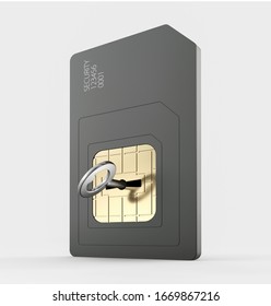 3d Render Of Simcard Protection Concept, Isolated White