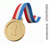 A 3D render of a simple icon of a gold medal