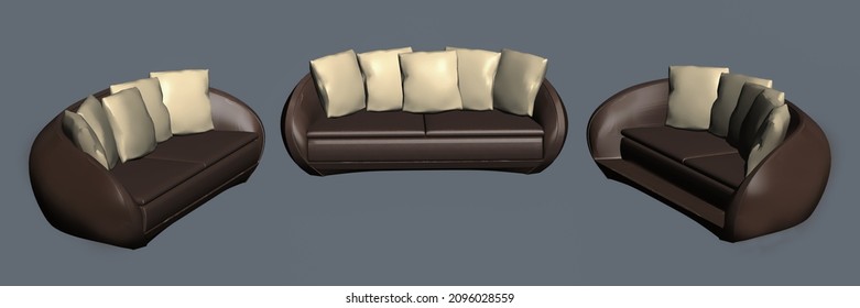 3d Render Of Single Isolated Couch, Seat, Sofabed, 3d Sofa Model, Furniture Matte Paiting For Vfx Projects And Post Move Produciton Projects
