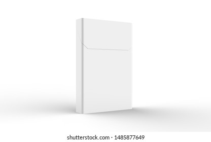 3D Render Of Slim Size Cigarette Box Or Pack On A White Background With Shadow. Mockup For Your Design.