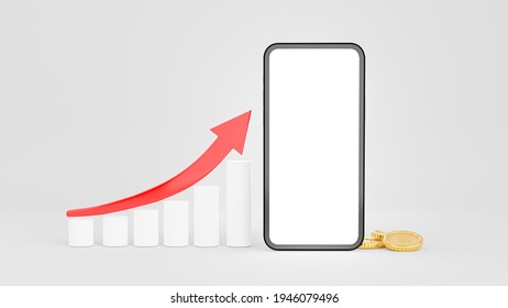 3d render of smartphone with business graph