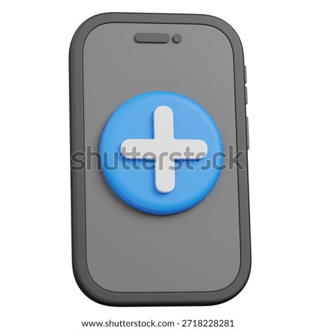 3D render Smartphone with Plus Icon