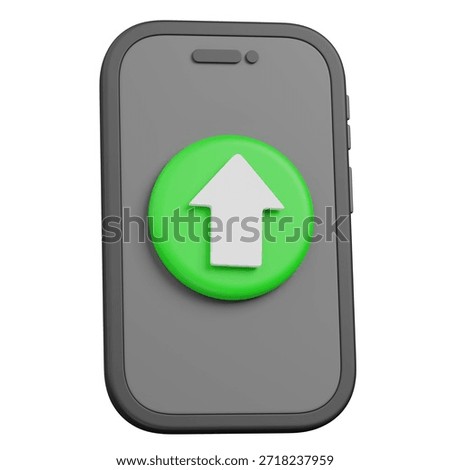 3D render  Smartphone with Upload Arrow Icon