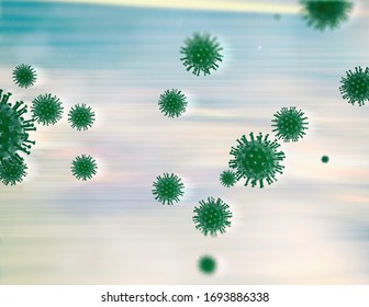 3d Render Of A Sneeze With Microscopic Particles Of The Covid19 Virus In The Air.