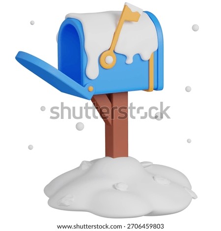 3d render Snow-covered Mailbox in Winter Scene icon 