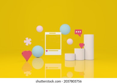 3d Render Social Media Photo Frame Stock Illustration 2037803756 ...