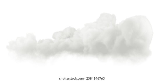 3D Render of Soft Atmosphere Clouds on White Background for Design and VFX