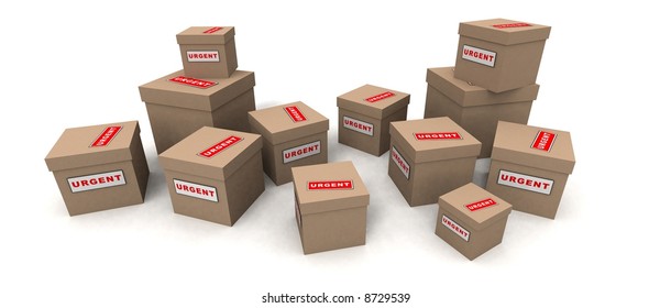 a 3d render of some urgent packages