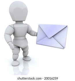 3D render of someone with mail