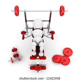 3D render of someone using gym equipment