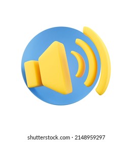 3D Render Sound Icon On White Background Icon. 3D Sound Icon. Sound 3D Render Icon.