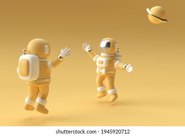 3d Render Spaceman Astronaut Jumping 3d Illustration Design.