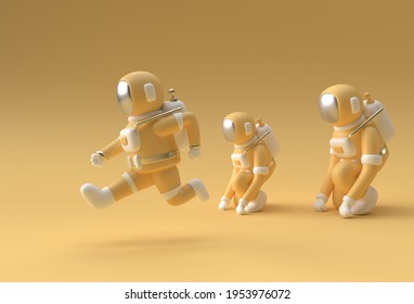 3d Render Spaceman Astronaut Running 3d Illustration Design.