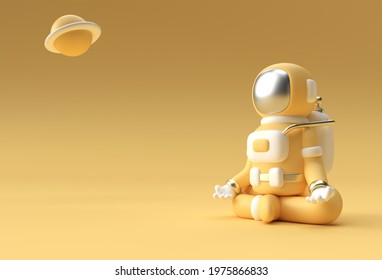 3d Render Spaceman Astronaut Yoga Gestures 3d Illustration Design.