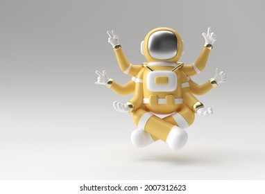 3d Render Spaceman Astronaut Yoga Gestures 3d Illustration Design.