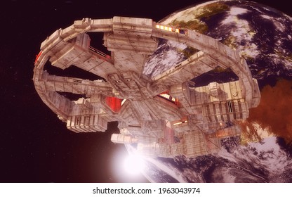 3d render. Spaceship concept design