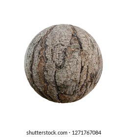 3D Render Of Sphere With Maple Bark Surface On White