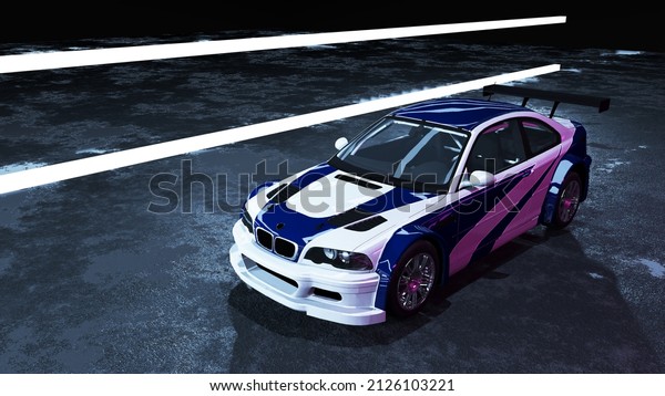 3D Render of Sport Car With\
Neon Effect HD. Most Wanted Car Desktop Background and\
Wallpaper.