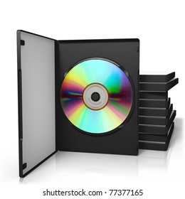 3d Render Of Stack Of Dvd Boxes With Disc