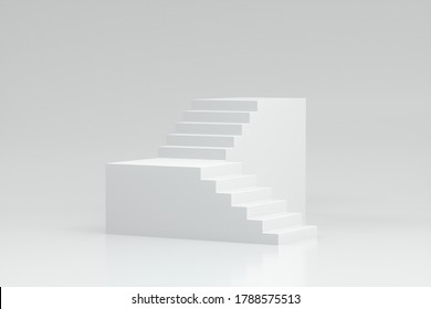 3D render stairway on white background. minimal stair scene for product placement 3d illustration