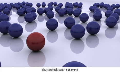 3D render of stand out ball individuality concept