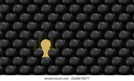 3D render, standing out from crowd with uniqueness 