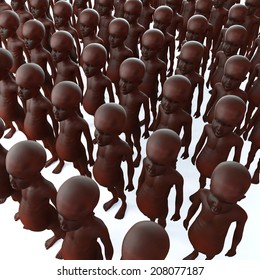 3d Render Of Starving African Children Suffering Malnutrition