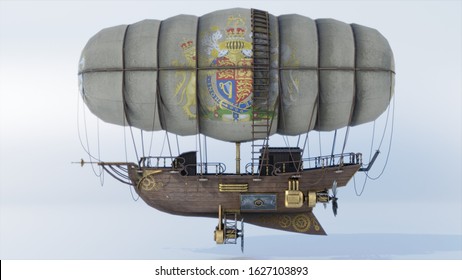 3D Render Of Steampunk Airship