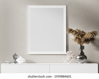 3d render. Still-life with empty frame. Mock-up for your art