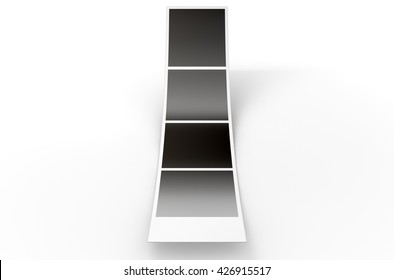 A 3D Render Of A Strip Of Blank Photos From An Instant Photo Booth On An Isolated White Studio Background