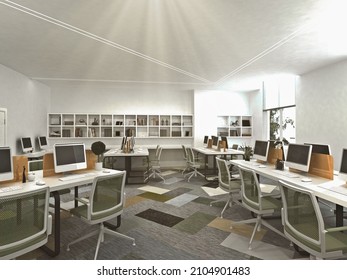 3d Render Of Study Room,  Home Office