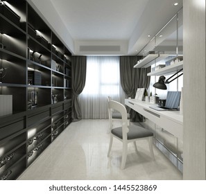 3d Render. Study Room Interior.