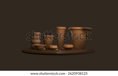 3D Render of Stylish Pots and Vases for Home Aesthetics