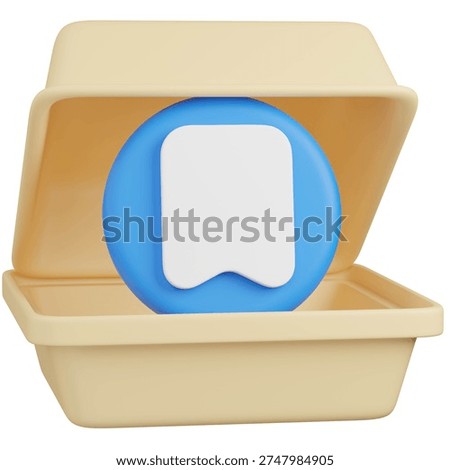 3D render of  Takeout Container with  Bookmark  mask   icon 