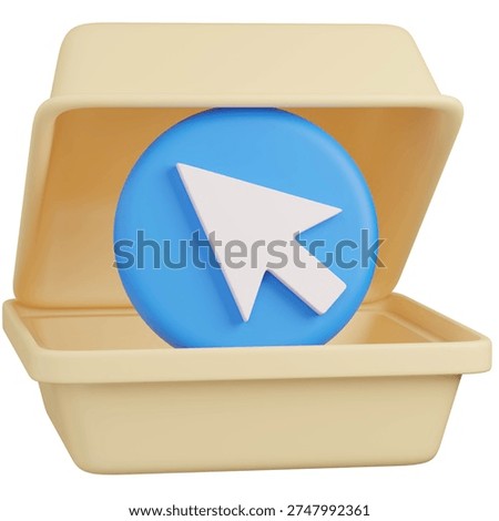 3D render of  Takeout Container with curser   icon 