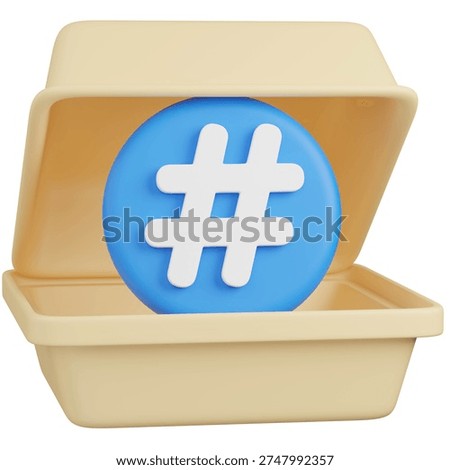 3D render of  Takeout Container with hashtag   icon 